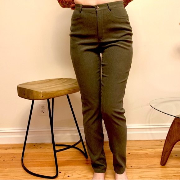 Cache Army Green High Wasted Snakeskin Pants - Picture 3 of 7